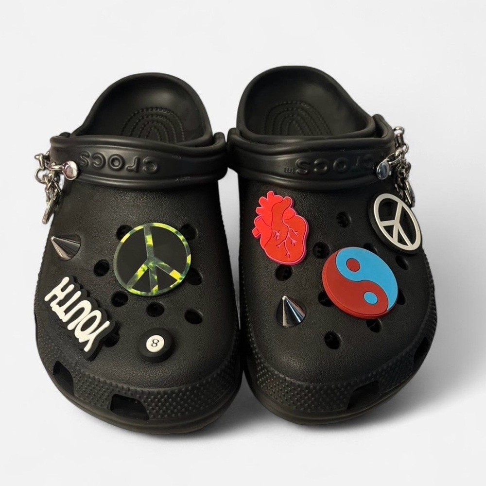 Preowned “create your peace” crocs